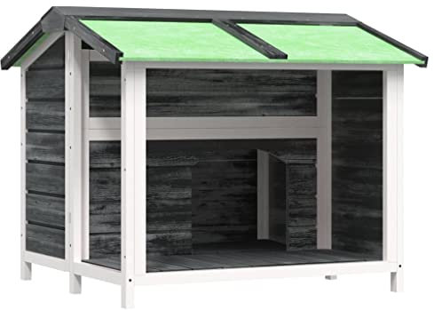 vidaXL Hundehütte, Hundehaus mit wasserfestem Dach, Kleintierhaus für Haustiere, Hundehäuschen Hundehöhle Outdoor, Grau 96x87x80,5cm Massivholz Kiefer