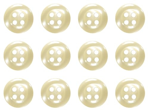 Pack of 12 Natural Sew on 11mm Round Buttons for Shirts Blouses Flat 4 Holes 18L