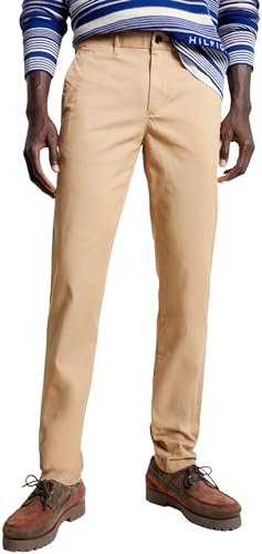 Tommy Hilfiger Pantaloni Uomo Bleecker Chino Slim Fit, Verde (Classic Khaki), 28W/36L