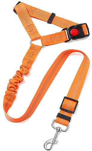 Hunde Sicherheitsgurt Auto Einstellbar Hundegurt Anschnallgurt Hundegurt Kopfstütze Ruckdämpfung Mit reflektierenden Streifen für alle Hunde und Katzen (Orange)