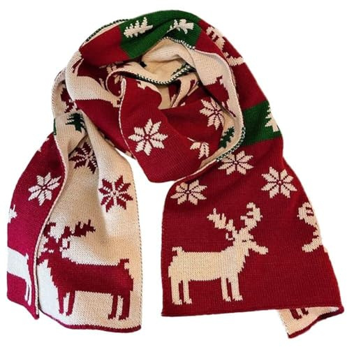 Fopytu Écharpe de Noël Unisexe, écharpe tricotée d'hiver, thème de Renne, écharpe Chaude pour Femmes et Hommes