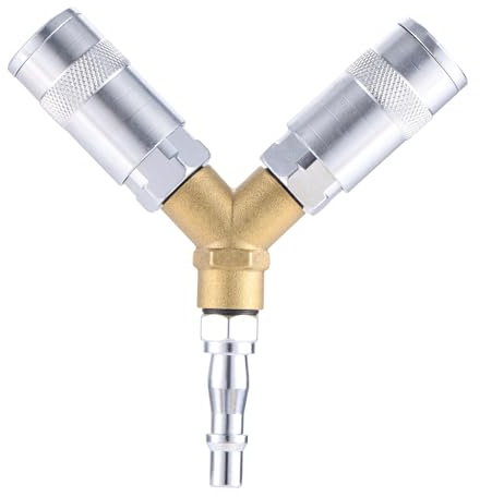 Mgoodoo 1/4 BSP 3-Way Air Compressor Fitting Y Splitter,Male/Female | Thread Quick Release Coupler,for Air Line Connections