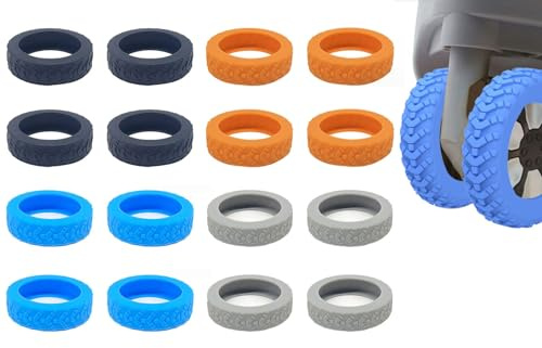 Les-Theresa 16 Pezzi Copertura Ruote, Copriruota per Bagagli Copertura Ruote Valigia Protezione Ruote Trolley, 4 Colori, Antiscivolo e Resistente All'Usura, Adatto per Proteggere le Ruote dei Bagagli
