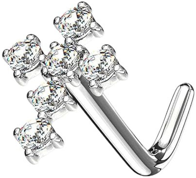 Taffstyle Nasenpiercing Nasenstecker Nasen Piercing Tragus Helix Ohr Nase Ohrpiercing Stab Gerade Stecker Gold 14 Karat Schmuck Kristall Kreuz Weißgold