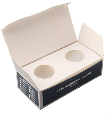 Emiif 50 piezas Portamonedas de cartón, fundas protectoras para monedas de 100 * 50 mm, estuches de exhibición de monedas para suministros de colección de monedas (20.5 mm)