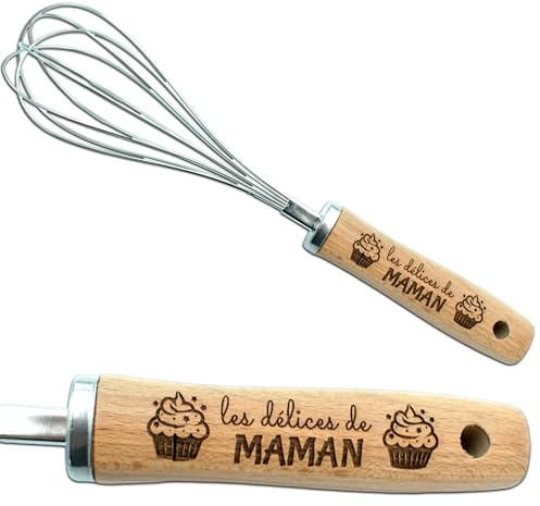 ERNESTINE - Fouet cuisine maman personnalisé - cadeau maman personnalisé - cadeau fête mères - fouet cuisine acier et bois - idée cadeau maman - cadeau maman unique cuisine - idée anniversaire maman