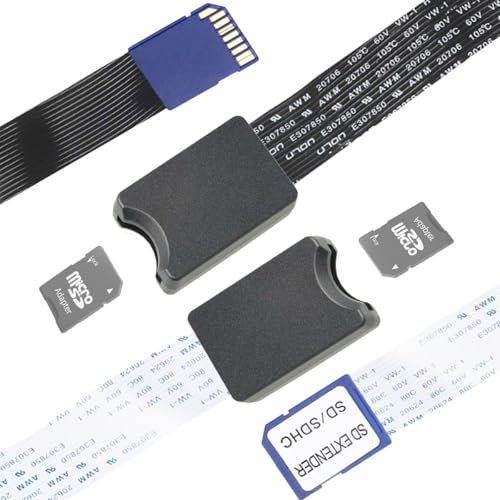 Youmile 2 Stück Micro SD auf Micro SD Karte Verlängerungskabel Leser Adapter Weiches flaches FPC-Verlängerungskabel 46~48 cm Schwarz und Weiß Externer SD-Kartenleser für das Auto