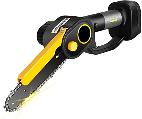 Sierra inalámbrica, Motosierra eléctrica de 6 pulgadas, Mini sierra de cadena inalámbrica, herramienta de corte de árboles for carpintería de mano for batería de 18V,para cortar madera y metal