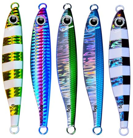 Vdaxvme Señuelos de pesca en el mar, señuelos de cuchara, cebos de hundimiento rápido, señuelos de pesca brillantes para lucioperca