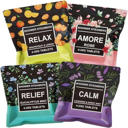 Vaporisateur de douche Aromathérapie,4Pcs Steamers Gift Set,Tablets Steam Spa for Fatigue Stress Sleep,Relaxing Refreshing Shower Spray for Women Gifts Set