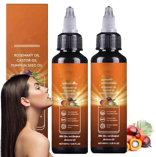 MYSXSWHL Olio per Capelli Liquido 4 in 1 da 100 ml, Olio per Capelli Biologico, Olio per Capelli Naturale al 100% contenente rosmarino, Olio di Semi di Zucca Che favorisce la Crescita dei Capelli