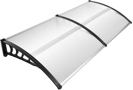 Auvent pour porte d'entrée - 200 x 90 cm - Auvent transparent - Panneau solaire en PC et supports en polypropylène - Toit de porte pour l'extérieur - Protection solaire - Protection contre la pluie