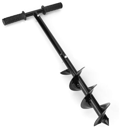 Wopanxye 10x60cm Bulb Auger Drills Bit Garden Cultivator, Long Hand Drill Post Hole Plant Digger Auger Spiral Bulb Planting Tool for Rapid Planter Seedling Flower Ice Hole Fishing Mixing Paint, Black