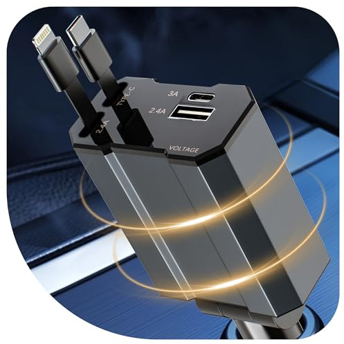 YOBVTBF Retractable Car Charger 66W 4-in-1 USB C Car Charger Adapter Super Fast Charging Car Accessories with Retractable USB Type C Cables Compatible with iPhone 17 16 Pro Max, iPad, Android