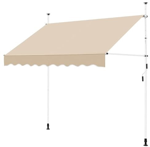 Retractable Patio Awning with Adjustable Height. Retractable Outdoor Awning for Patio without Screws. Retractable Awning with Patio Arm. for Patio Door Windows. Manual Operation