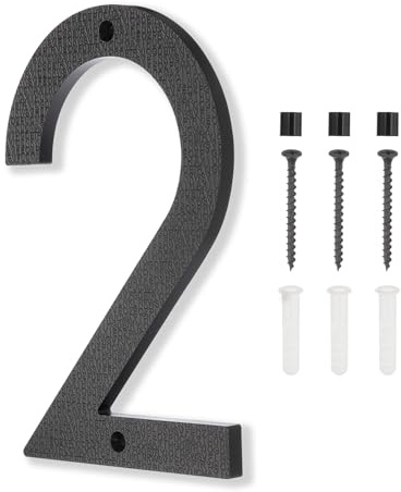 PATIKIL 8 Inch House Numbers, House Address Numbers Sign Large Floating Modern Home Number with Screws for Outside Door Wall Street, Black, 2
