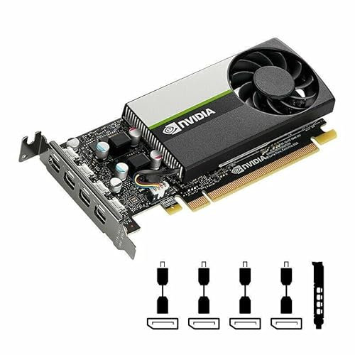 PNY Nvidia Quadro T600 4GB GDDR6 Single-Slot Graphics Card - 640 CUDA Cores, 128bit, 160GB/s, 4x Mini DisplayPort 1.4, 40W, PCI Express 3.0x16 w/ 4 Adapters, High & Low Profile Bracket (New) (Renewed)