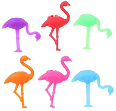 LOPUNER 12piezas Marcador De Copa De Vino De Silicona Diseño De Flamenco Identificador De Vaso Para Fiestas y Eventos Casa Por Paquete