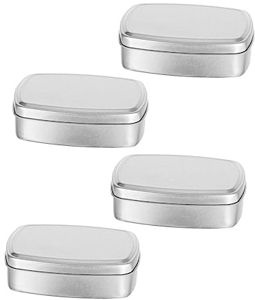 Ipetboom Lot de 4 Boîtes Carrées en Aluminium 150 Ml Pot Cosmétique Porte-crème Hermétique pour Rangement Salle de Bain Voyage