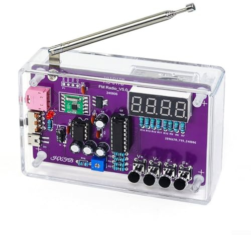 ZAMETTER DIY FM Radio Kit Electronic Learning Circuit Board Soldering Practice Set 87-108MHz USB Adjustable Volume Electronic Radio Kits Educational Circuit Board with Digital Display(With Case)