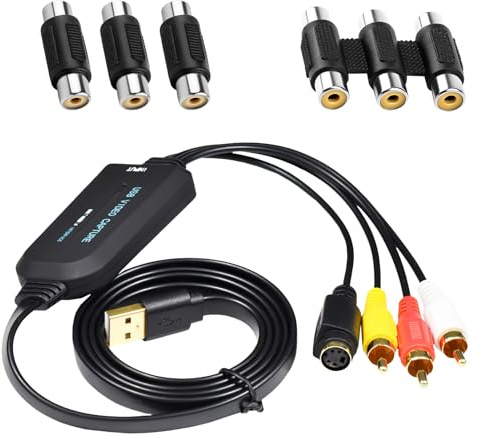 Xueniu VHS Video to Digital Converter 1080p USB 2.0 Grabber Audio Video Capture Card Vhs Digitizing Device Converters Transfer TV Hi8 VHS to DVD for Windows Xp Vista Win 11 10 7 8 8.1 & Mac etc