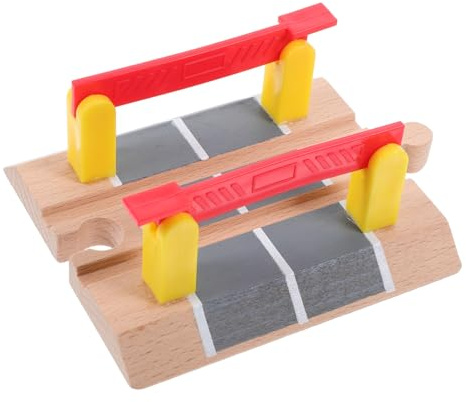 JOINPAYA Wooden Train Track Accessories Railing Barrier Educational Toy for Boys and Girls Diy Railway Scene Plaything Compatible Natural Train Tracks