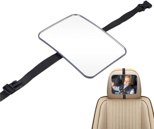 Rukjmqi Miroir De Voiture Pour Bébé,Miroir De Voiture Pour Bébé 18,5x13,5 Cm M-iroir De Béb-é De Voitur-e De Miroi-r De Siège Arrière Incassable De Siège En Acrylique À Vision Large Et Clair