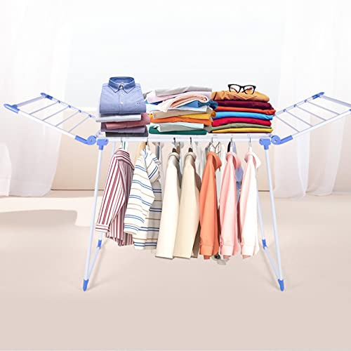 Generico Stendibiancheria Portatile Pieghevole - Stendibiancheria per Interni/Esterni ad Altezza Regolabile con Due Ali, Design salvaspazio in Tubo d'Acciaio, Finitura Laccata, Bianco