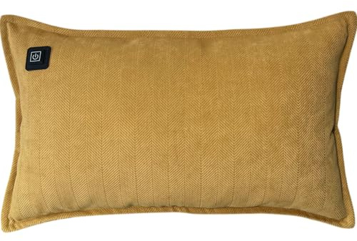 Warmpi® Kabellos Infrarot-Heizkissen, Wärmekissen mit Powerbank – Chenille 30x50 cm – Flexibel einsetzbar & mit integriertem 3m Kabel verwendbar (Ockergelb)