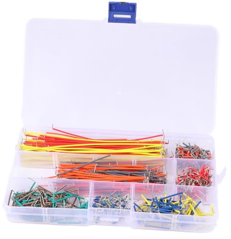 HOLIDYOYO Breadboard Jumper Wire Kit Includes Plastic Storage Box 560pcs with 14 Different Lengths, Copper Clad Aluminium Wire, Preformed Right-angle Ends, Easy to Plug and Unplug for Random Color