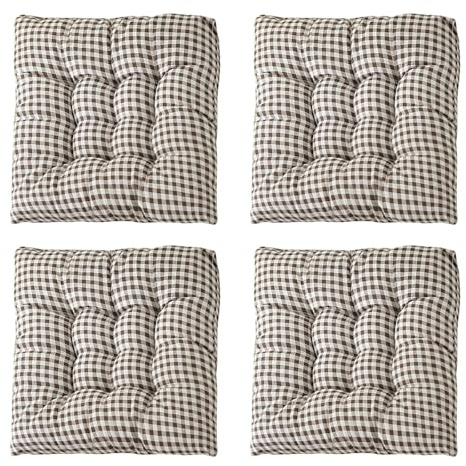 XJHKG Cojines Antideslizantes para Asiento de Cocina, Cojines Cuadrados para Silla de Comedor con Lazos, Juego de 4(B-20,30x30cm)