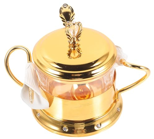 MOTHNUR Azucarero Vintage Estilo Europeo con Capacidad Amplia para Condimentos Caja de Almacenamiento Delicada con Cuchara para Cocina y Comedor Diseño Decorativo Práctico y Elegante