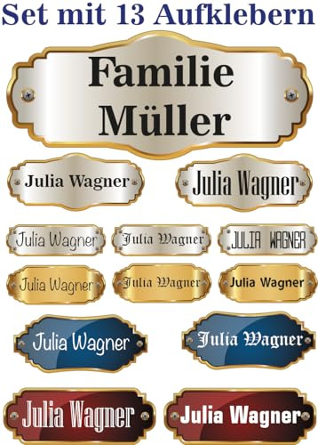 Personalisierte Vinyl-Namensaufkleber – Klingel- & Briefkastenschild Set (10–13 Stk) – selbstklebend, wetterfest, mattes Finish, keine Acrylplatte
