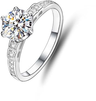 Ayoiow Ringe Verlobung Damen, 1ct Moissanit Ewigkeit Vorsteckring Platin für Sie, Platin 950 Größe 47 (15.0)