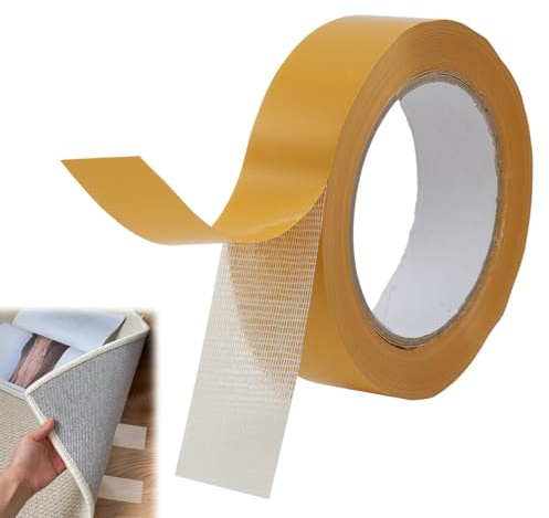 Maoggha 3CM 20M Cinta Adhesiva de Doble Cara de Tejido, Cinta Doble Cara Extrafuerte para Alfombras, Ropa, Cortinas, Cintas Dobladillo Plancha, Resiste Temperaturas de -40°C a +100°C