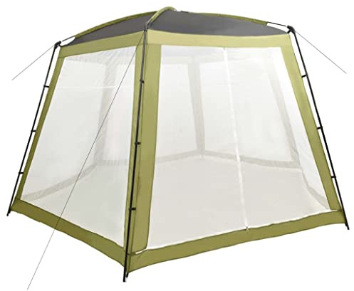 Teenpull Pool Tent Fabric 500 x 433 x 250 cm Green with Steel Frame, UV-Resistant, Mesh Side Walls, for Round Swimming Pools up to 300 cm Diameter, Outdoor Pool Accessories, Sun Protection, Garden