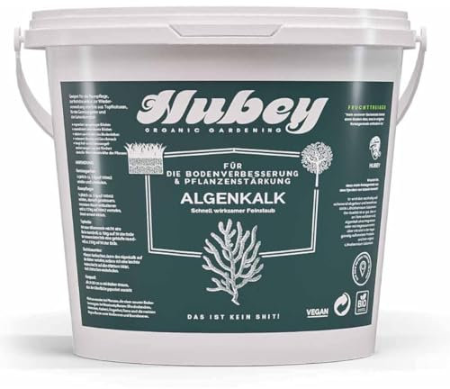 HUBEY Algenkalk 5 kg - Stark gegen Buchsbaumzünsler - Bio Gartenkalk für gesunde Pflanzen u. saftiges Gemüse - Natürlicher Bodenaktivator