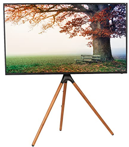VIVO Dark Walnut Easel TV Stand for 45 to 65 inch Screens, STAND-TV65A