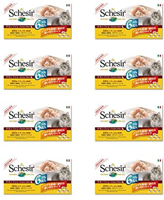Schesir Cat Natural kycklingfilé, kattmat våt i egen juice, 8 x 6 burkar x 50 g