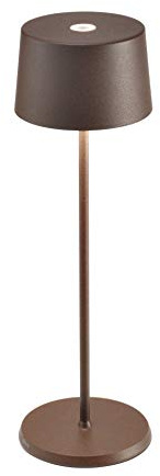 Zafferano Olivia Lampe de Table LED à intensité Variable, Protection IP65, Utilisation intérieure/extérieure, Chargeur Micro USB, H35,5 cm, Prise UE-Corten