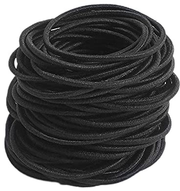 Jinlaili 100 Pcs Noirs Bobbles Cheveux 2mm, Bandes de Cheveux Noir Mince, Élastiques Cheveux Sans Métal, Supports de Cheveux Pour Filles Femmes Cheveux Fins