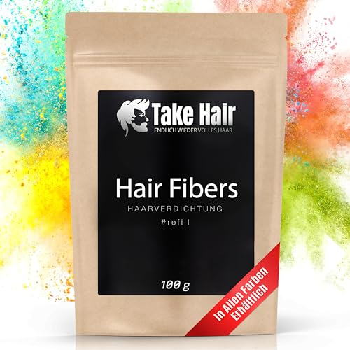 Take Hair Streuhaar Nachfüllbeutel 100g I Hält bei Regen und Wind I Für Männer und Frauen I Schütthaar zur Haarverdichtung I Hair Fibers Haarpuder Haarpulver Haarausfall (Streuhaar Mittelblond)