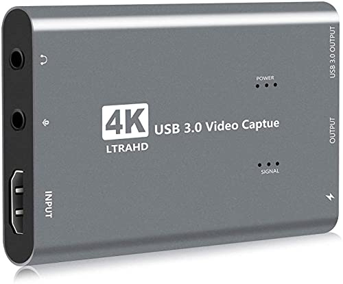 HDMI Video Capture Card, 4K USB 3.0 Video Capture Device with Loop Out 1080P 60fps Game Video Capture Card HDMI Recorder for Streaming, PC, PS3, PS4, Xbox One, Nintendo Switch