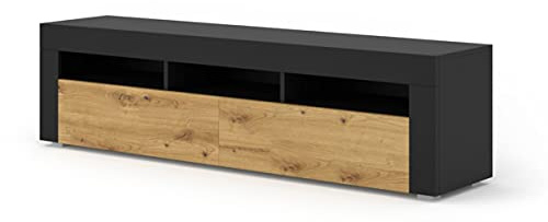 Meuble TV pour Les Téléviseurs Jusqu’à 70 Pouces, Suspendu ou à Poser, Buffet Bas Multimédia avec Niches Ouvertes et Rangements, Grande capacité de Rangement pour Salon, 160 x 34,6 x 43 cm