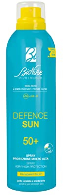 Bionike Defence Sun - Transparent Touch Spray Solare Corpo SPF 50+, per Pelli Sensibili e Intolleranti, Azione Protettiva e Antiossidante, Waterproof e Invisibile, Rafforza e Ripara la Pelle