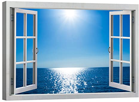 canvashop Quadri Moderni Soggiorno Finestra aperta Sul Mare aperto 100X70 Cm Quadro Su Tela Canvas Stampe Da Parete