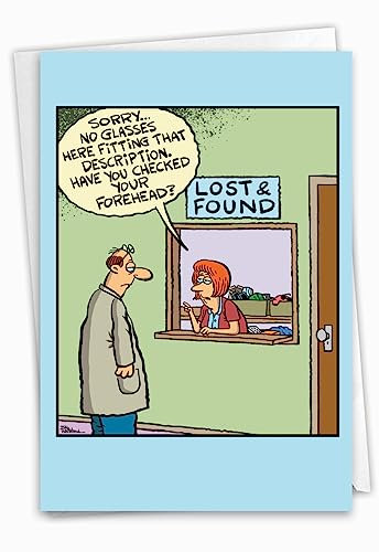 NobleWorks - Funny Birthday Greeting Card with 5 x 7 Inch Envelope (1 Card) Bday Lost Glasses C7856BDG