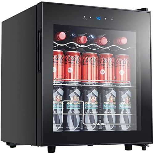 STAIGIS Beverage Cooler, 45 Cubic Mini Refrigerator with Capacity of 45 Cans, Small Beverage Cooler for Home, Non Built-in, Glass Door