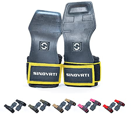 Dragstöd styrketräning lyftremmar | Fitness dragstöd crossfit Grips för styrketräning bodybuilding och crossfit | Grip Pads fitness med 7 mm handledsdyna, perfekt för tunga vikter, gul S