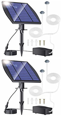 Tedious Solar Pond Oxygenator | 1/2 Set Garden Pond Air Pump | 2.5W 3-Modes Solar Pond Aerator with 1800mA Rechargeable Battery | No-Noise Aerator Air Pump for Fish Tank, Outdoor Ponds